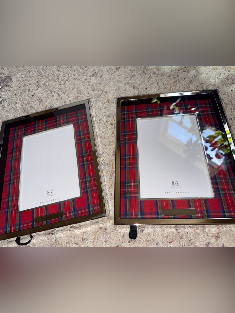 Pottery Barn Stewart Plaid 5x7 Picture Frame 2020s Nickel Plate Set Of 2 Lot